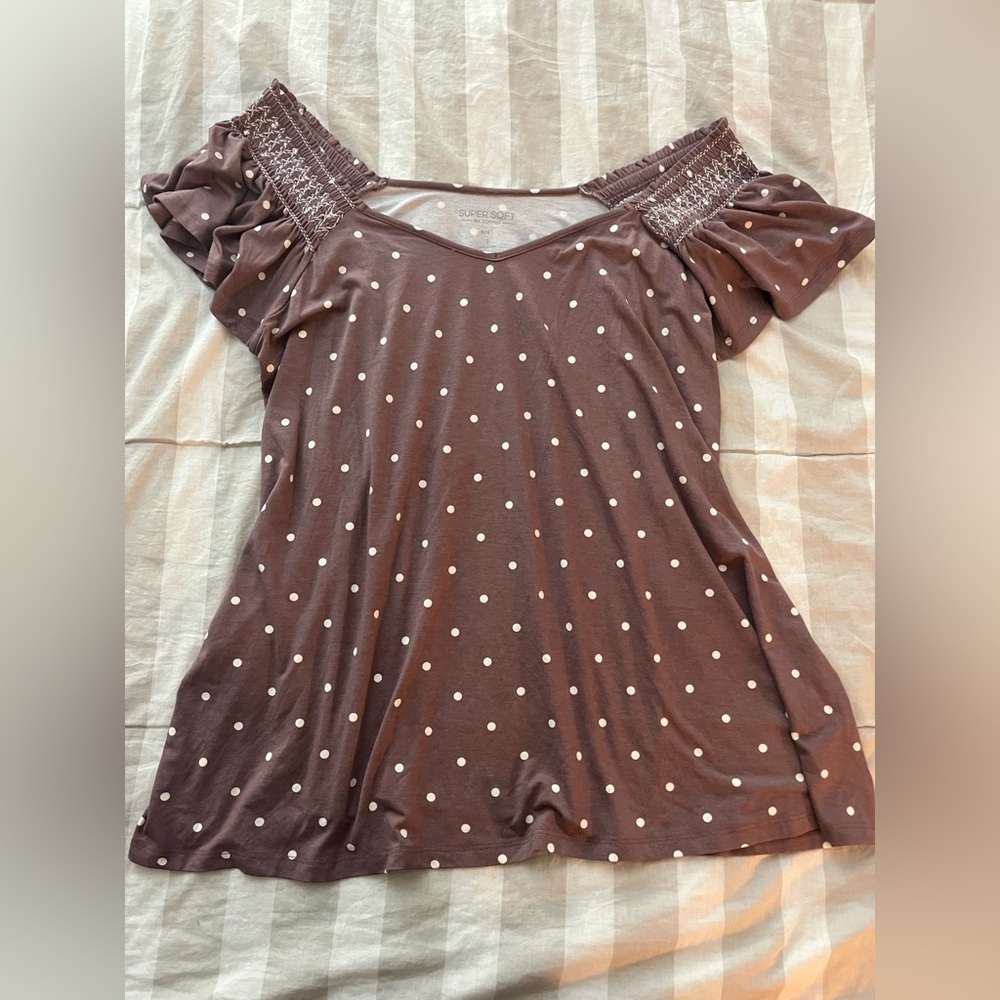Torrid size 1 Polka Dot Women’s Top - Brown - Picture 6 of 9